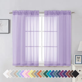 Airy Sheer Voile Curtains Set for Living Room & Bedroom