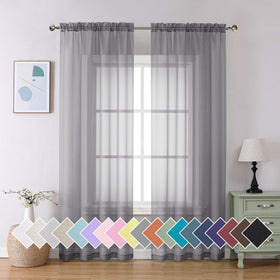 Airy Sheer Voile Curtains Set for Living Room & Bedroom