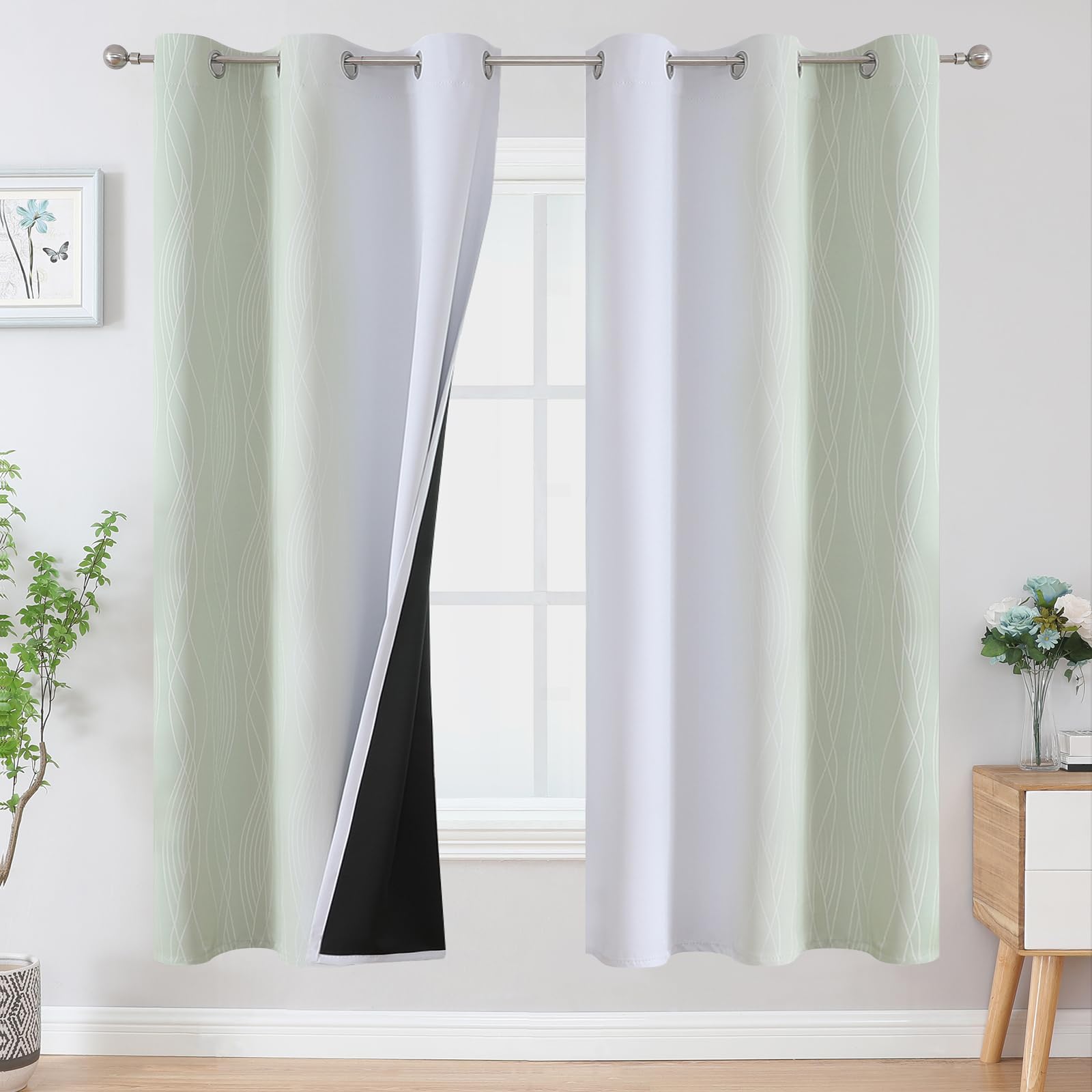 Estelar Textiler Ombre Blackout Curtains for Bedroom 2 Panels Set