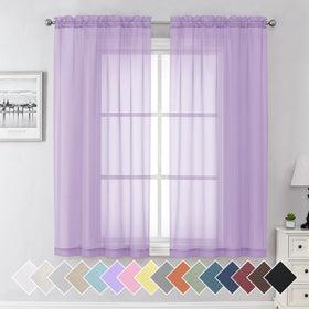 Airy Sheer Voile Curtains Set for Living Room & Bedroom