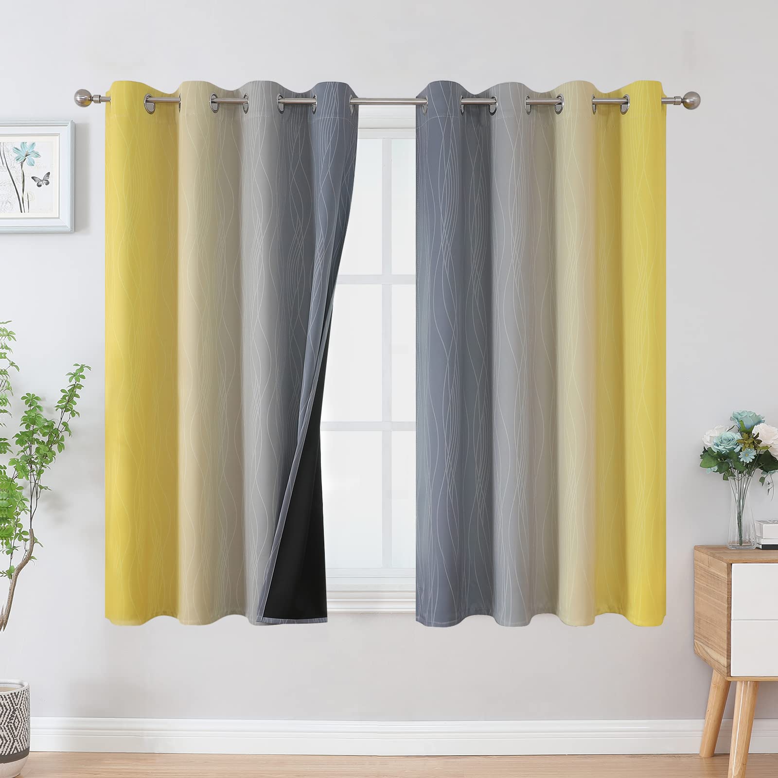 Estelar Textiler Ombre Blackout Curtains for Bedroom 2 Panels Set