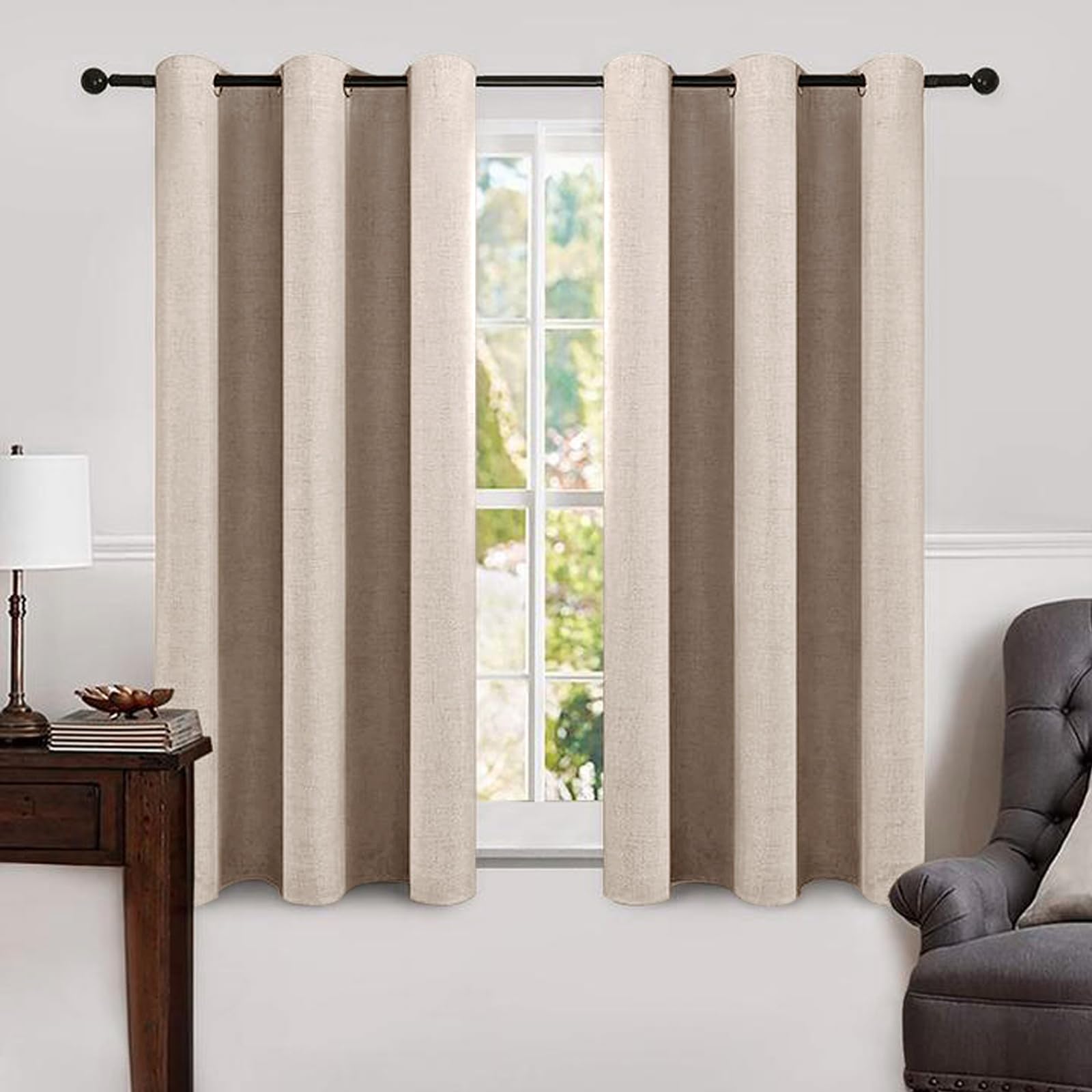100% Blackout Linen Curtains for Bedroom & Living Room