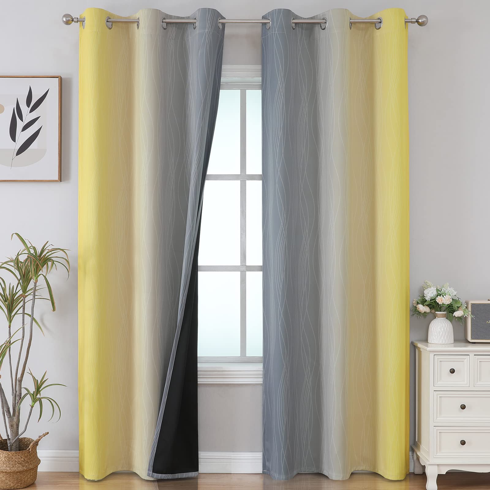 Estelar Textiler Ombre Blackout Curtains for Bedroom 2 Panels Set