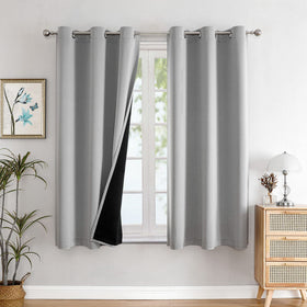 100% Blackout Thermal Insulated Grommet Curtains Set