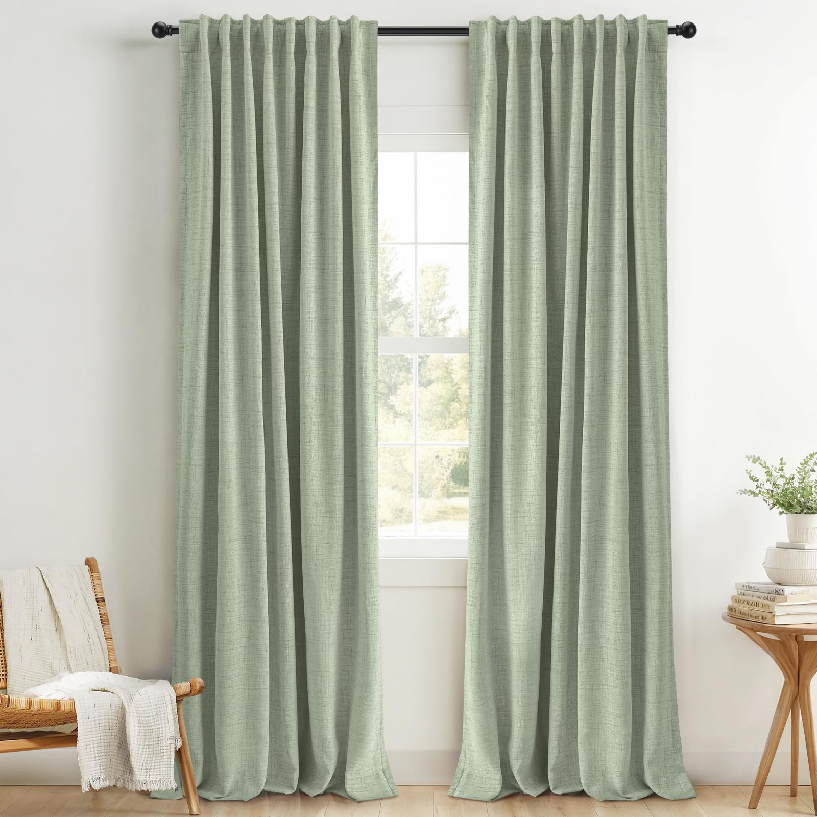 100% Blackout Linen Curtains for Bedroom