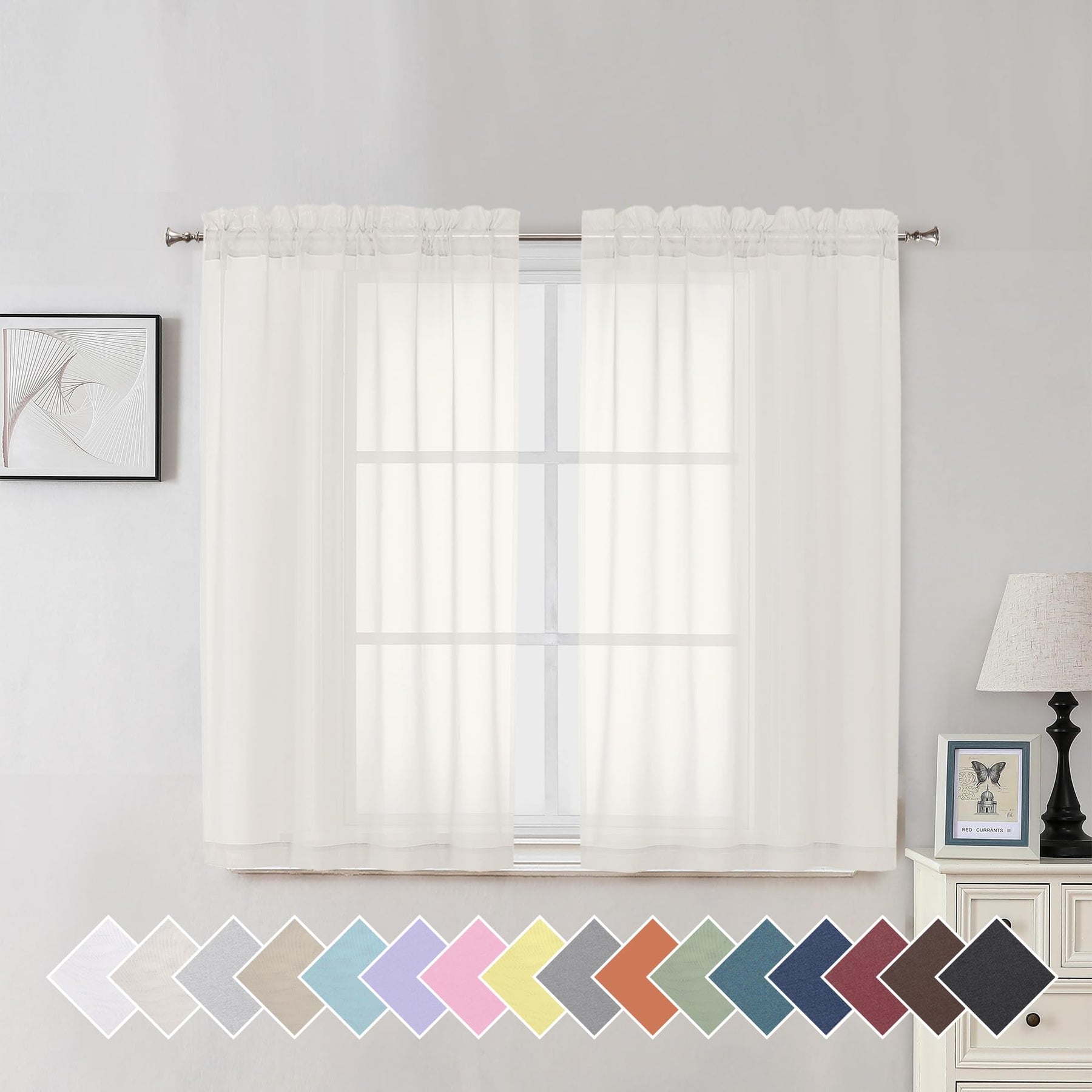 Airy Sheer Voile Curtains Set for Living Room & Bedroom