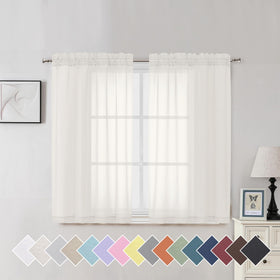 Airy Sheer Voile Curtains Set for Living Room & Bedroom