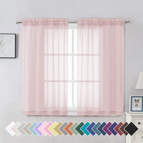 Airy Sheer Voile Curtains Set for Living Room & Bedroom
