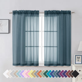 Airy Sheer Voile Curtains Set for Living Room & Bedroom