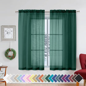 Airy Sheer Voile Curtains Set for Living Room & Bedroom