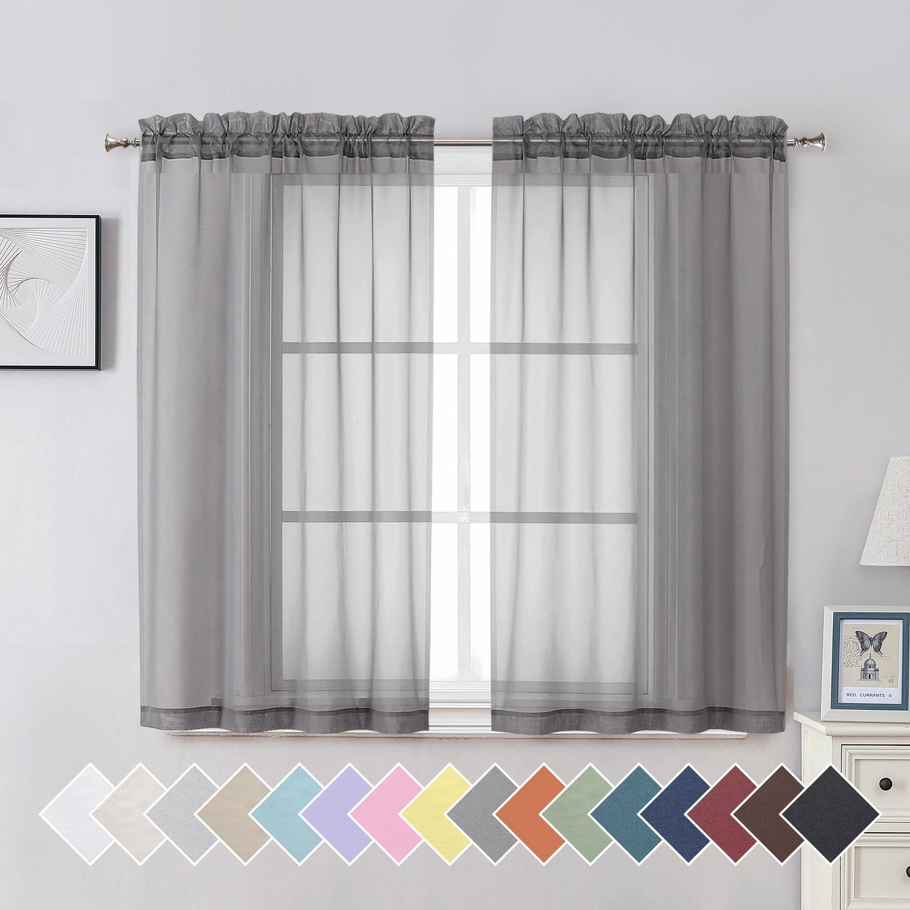 Airy Sheer Voile Curtains Set for Living Room & Bedroom