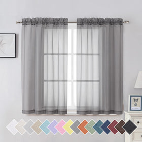 Airy Sheer Voile Curtains Set for Living Room & Bedroom