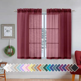 Airy Sheer Voile Curtains Set for Living Room & Bedroom