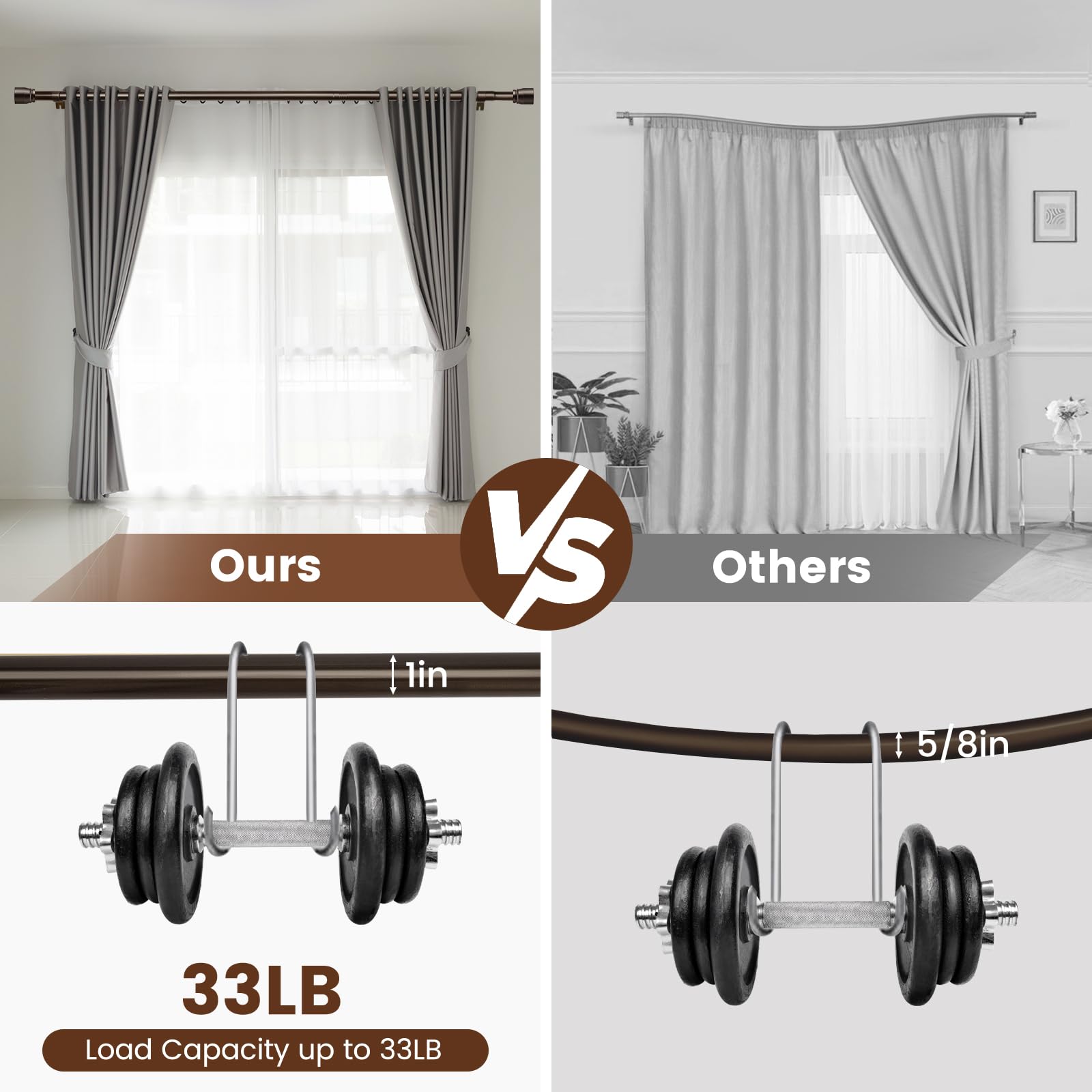 Adjustable Black Curtain Rod Set