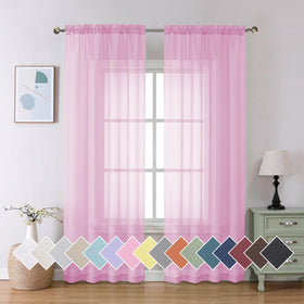 Airy Sheer Voile Curtains Set for Living Room & Bedroom