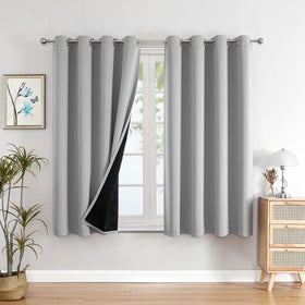 100% Blackout Thermal Insulated Grommet Curtains Set