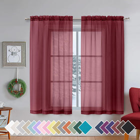 Airy Sheer Voile Curtains Set for Living Room & Bedroom