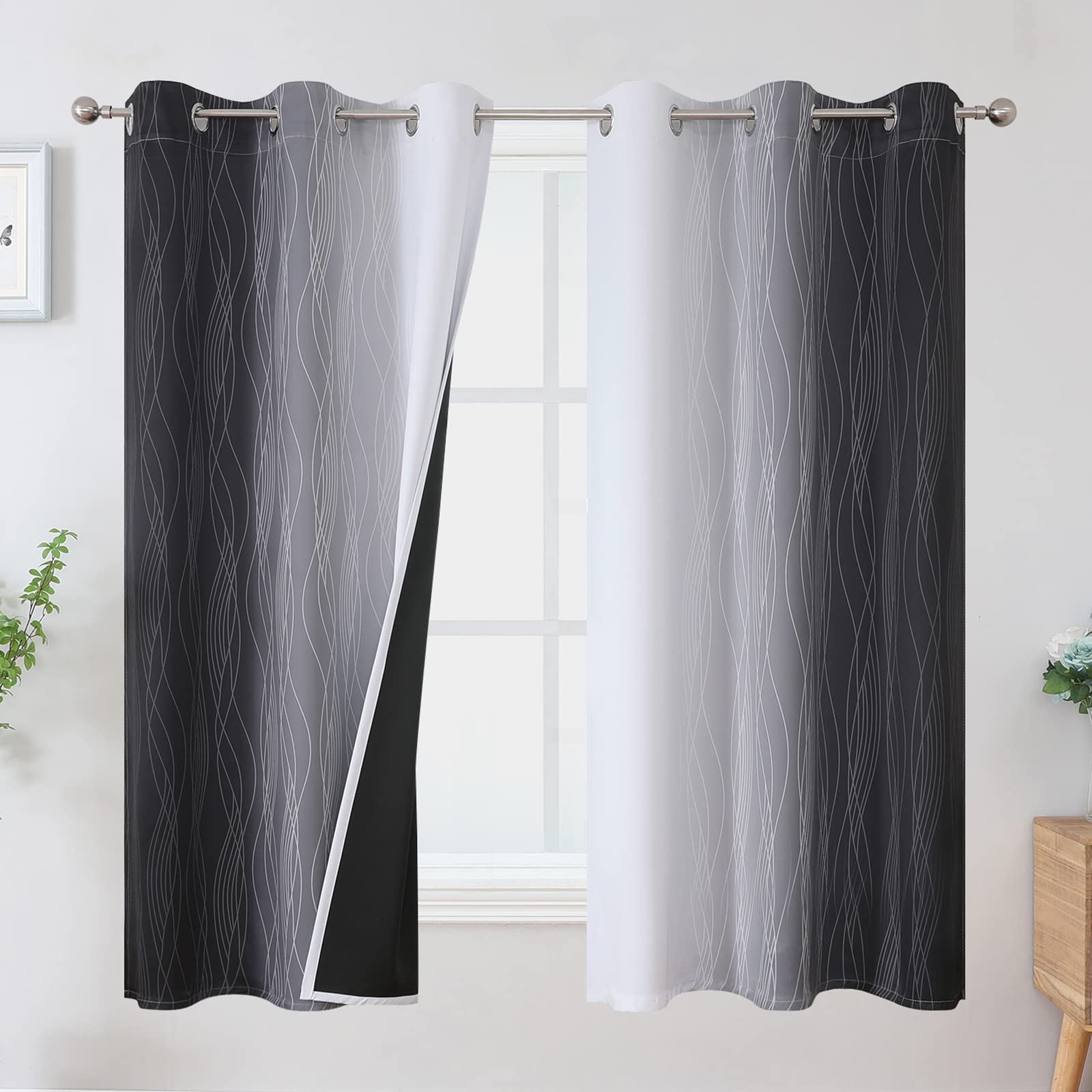 Estelar Textiler Ombre Blackout Curtains for Bedroom 2 Panels Set