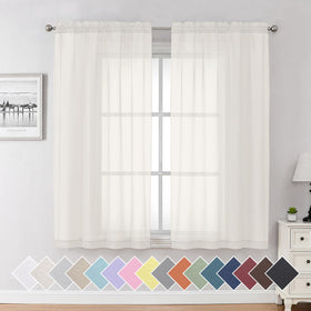 Airy Sheer Voile Curtains Set for Living Room & Bedroom