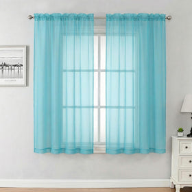 Airy Sheer Voile Curtains Set for Living Room & Bedroom