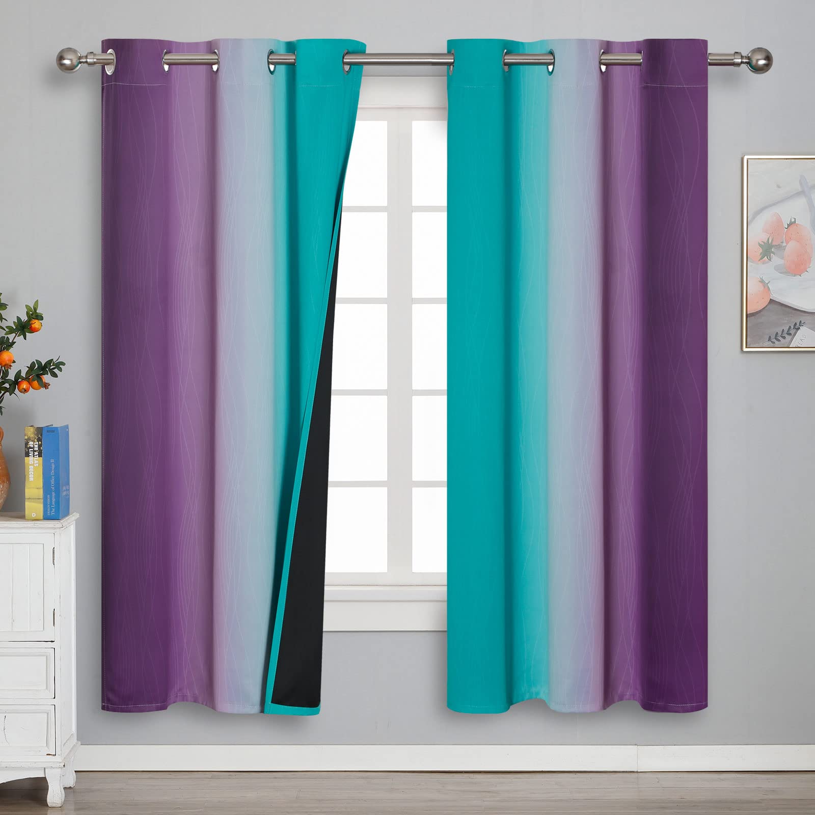 Estelar Textiler Ombre Blackout Curtains for Bedroom 2 Panels Set
