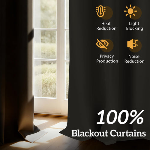 100% Blackout Thermal Insulated Grommet Curtains