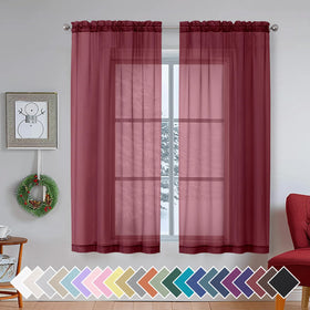 Airy Sheer Voile Curtains Set for Living Room & Bedroom