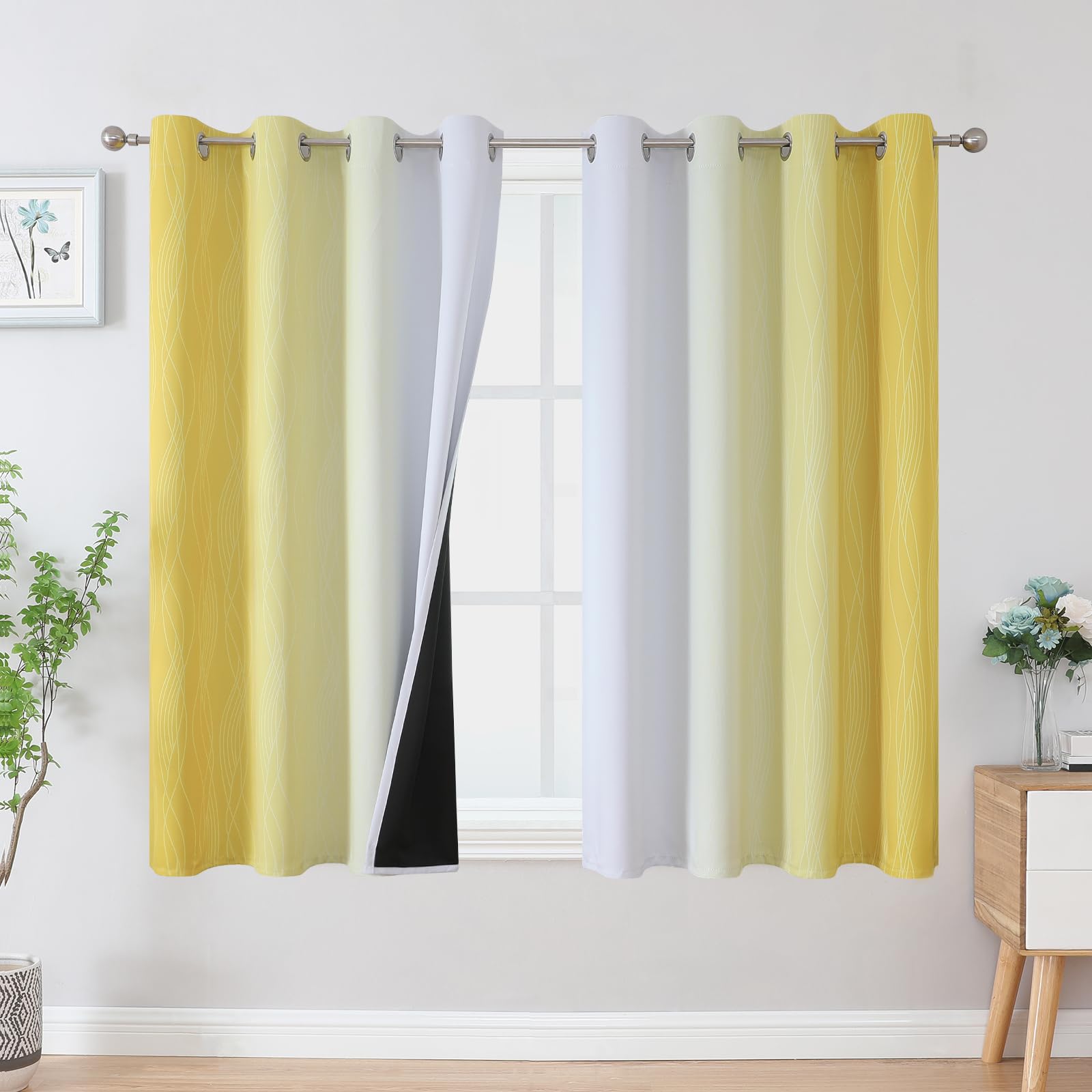 Estelar Textiler Ombre Blackout Curtains for Bedroom 2 Panels Set