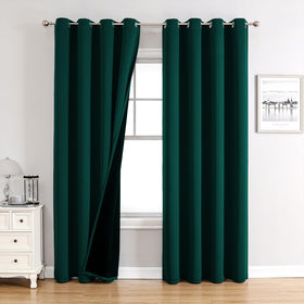 100% Blackout Thermal Insulated Grommet Curtains Set