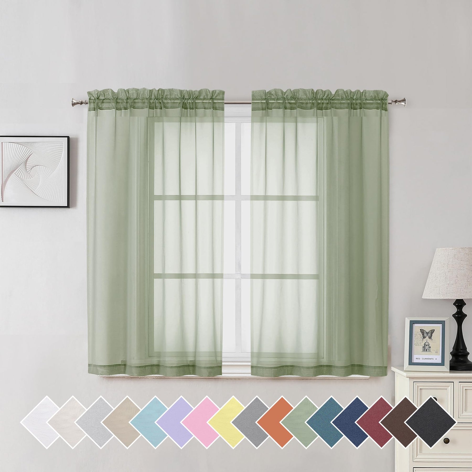 Airy Sheer Voile Curtains Set for Living Room & Bedroom