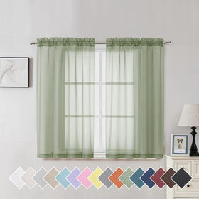 Airy Sheer Voile Curtains Set for Living Room & Bedroom