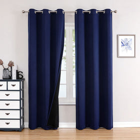 100% Blackout Thermal Insulated Grommet Curtains Set