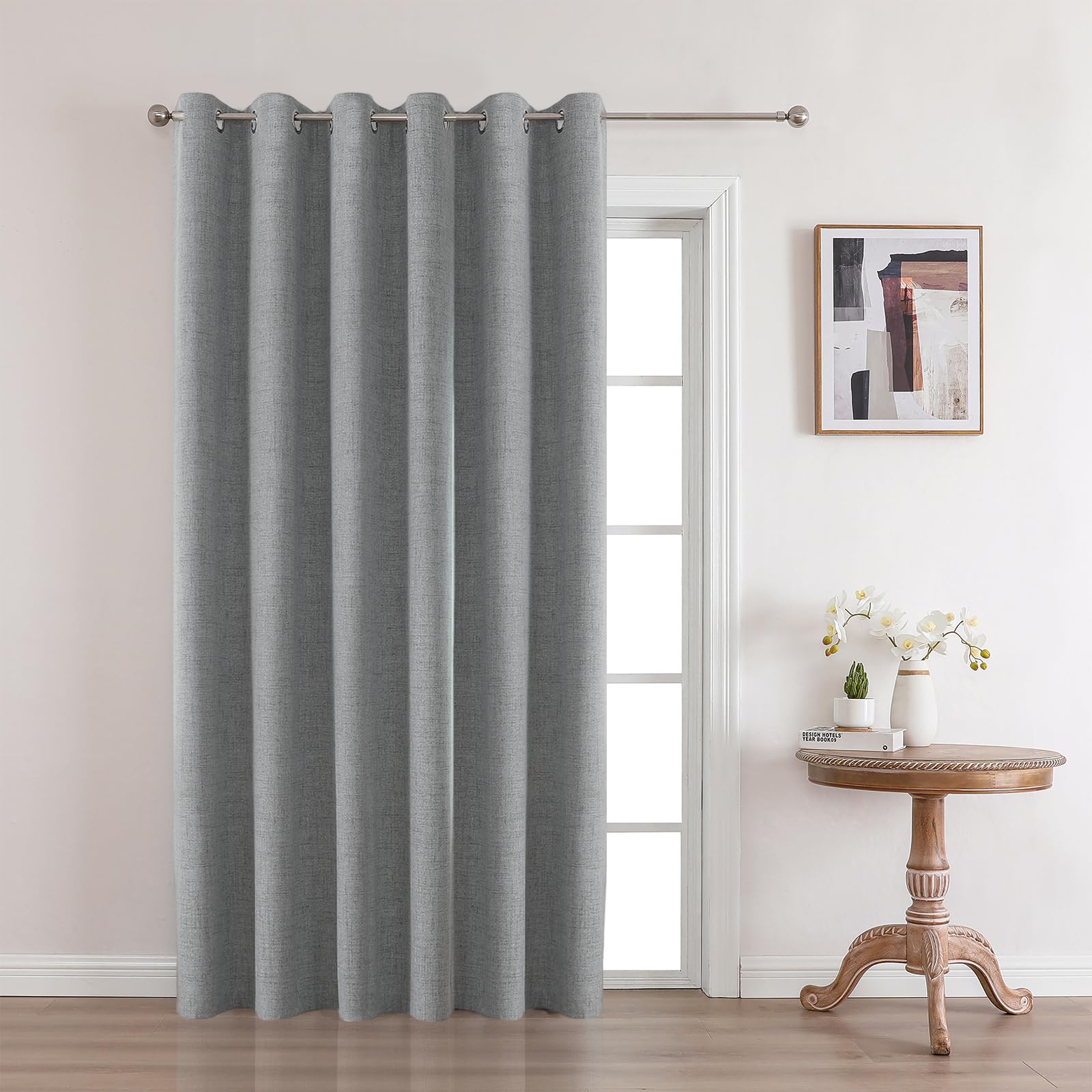 Joydeco 52 Inch Wide Bedroom 100% Faxu Linen Textured Privacy Curtains
