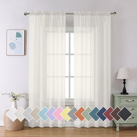 Airy Sheer Voile Curtains Set for Living Room & Bedroom