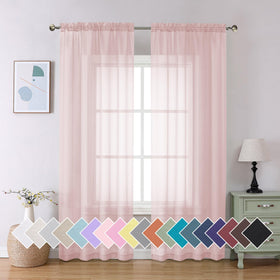 Airy Sheer Voile Curtains Set for Living Room & Bedroom