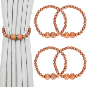 Boho Wood Bead Magnetic Curtain Tiebacks
