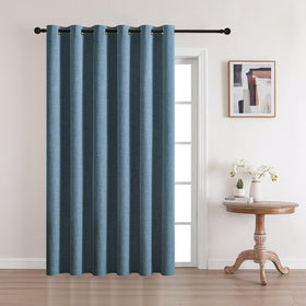 Full Blackout Faux Linen Grommet Curtains