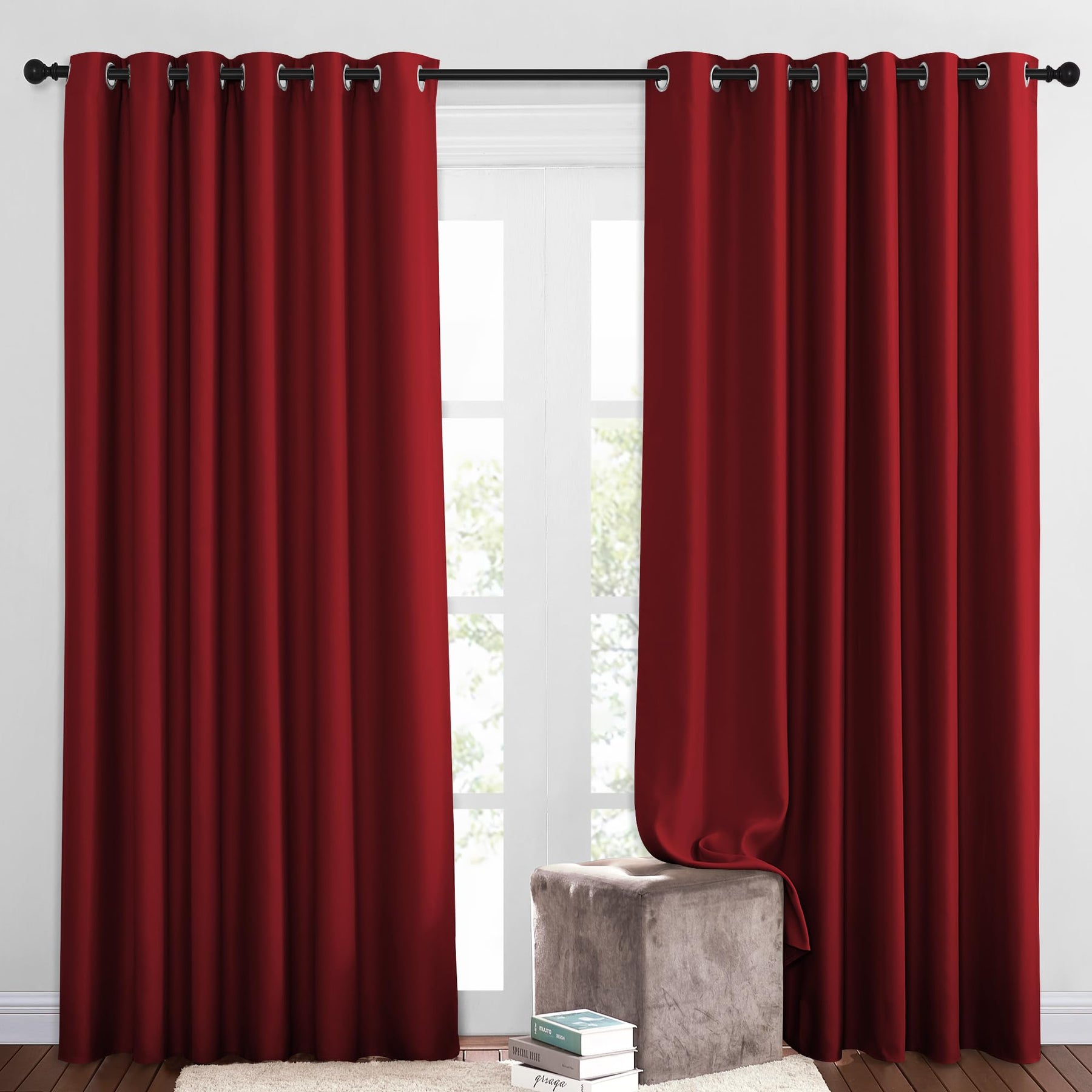 Grommet Blackout Curtains Set for Windows