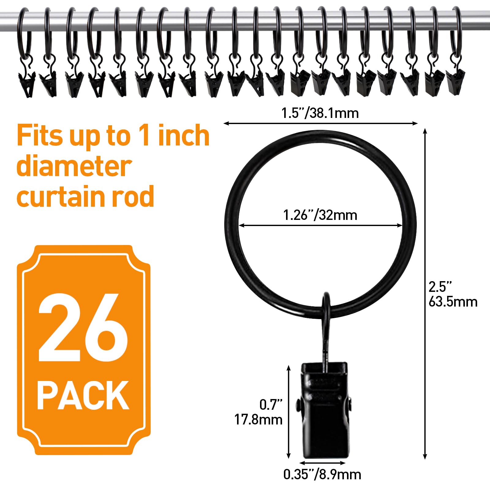 Curtain Rings with Clips for Drapes