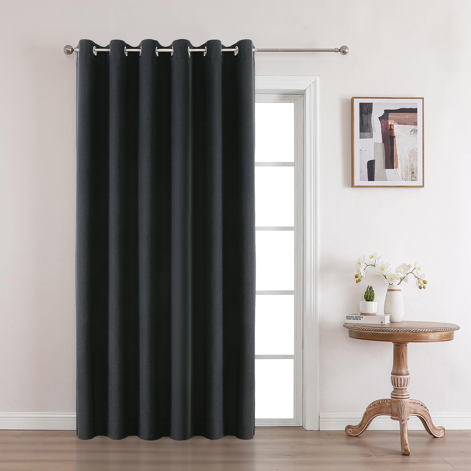 Joydeco 52 Inch Wide Bedroom 100% Faxu Linen Textured Privacy Curtains