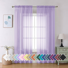 Airy Sheer Voile Curtains Set for Living Room & Bedroom