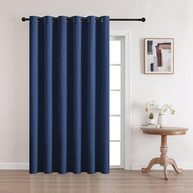 Full Blackout Faux Linen Grommet Curtains