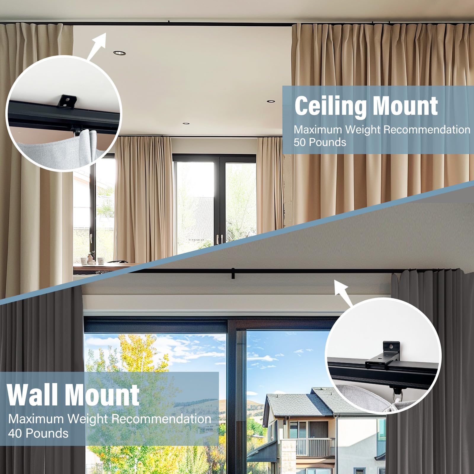 Hoeflife Curtain Track with clips