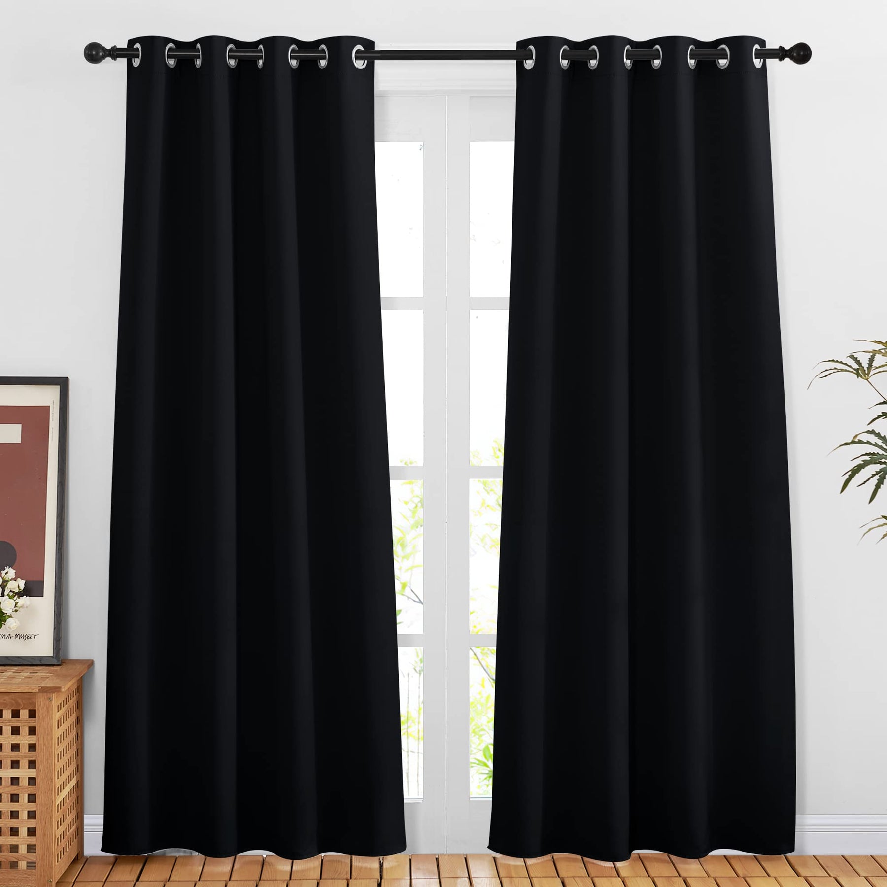 Grommet Blackout Curtains Set for Windows
