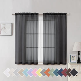 Airy Sheer Voile Curtains Set for Living Room & Bedroom