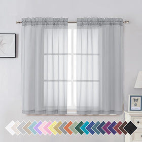 Airy Sheer Voile Curtains Set for Living Room & Bedroom