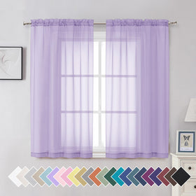 Airy Sheer Voile Curtains Set for Living Room & Bedroom