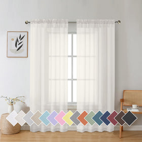 Airy Sheer Voile Curtains Set for Living Room & Bedroom