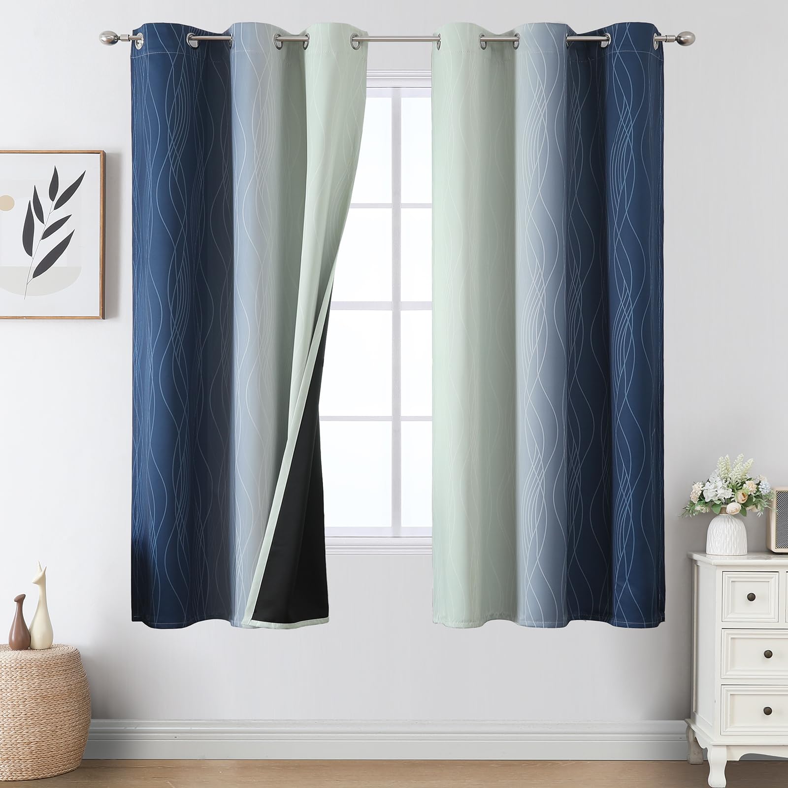 Estelar Textiler Ombre Blackout Curtains for Bedroom 2 Panels Set