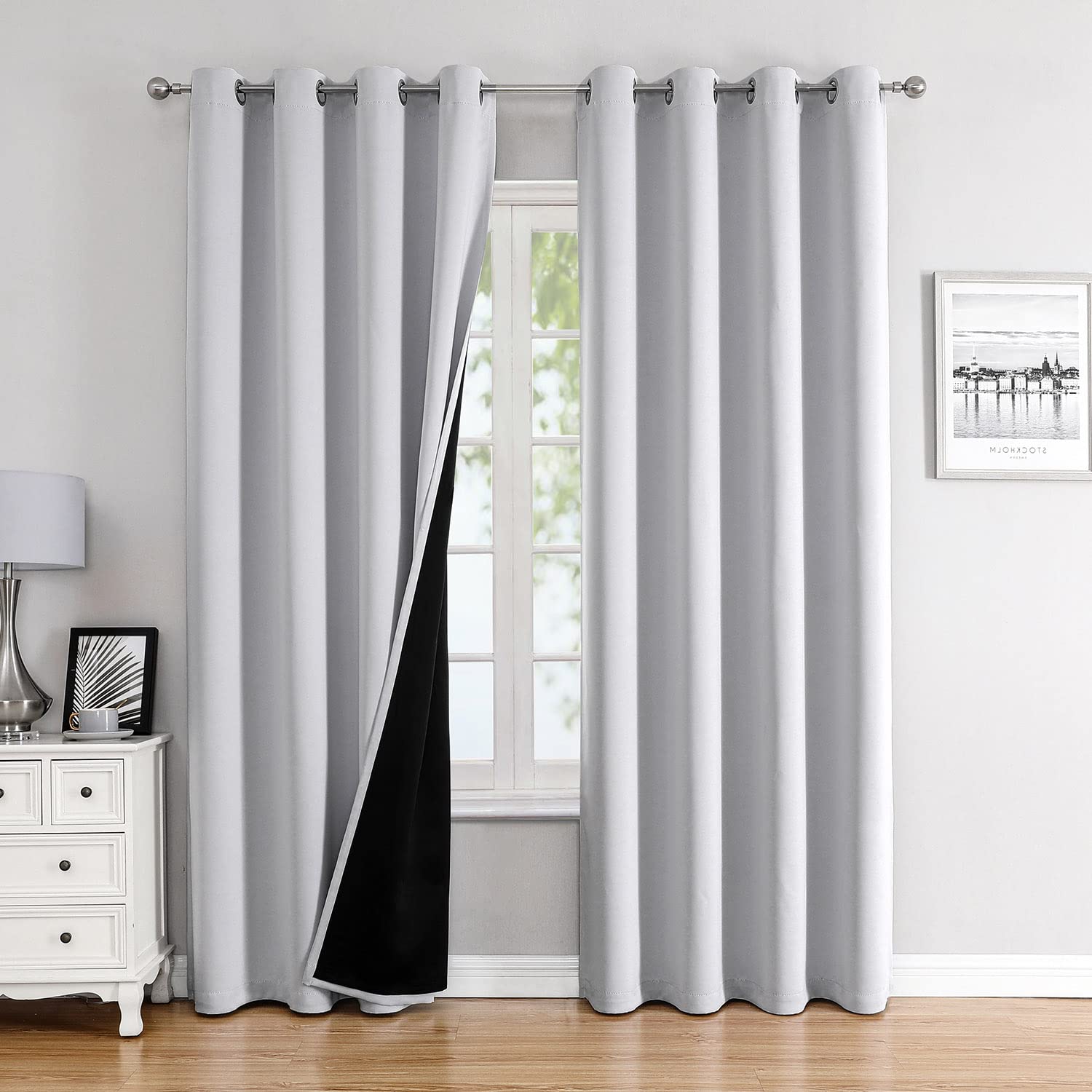 100% Blackout Thermal Insulated Grommet Curtains Set